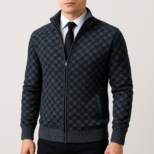 Honoré | Pull Homme Entièrement Zippé Motif Diamants - Image 2