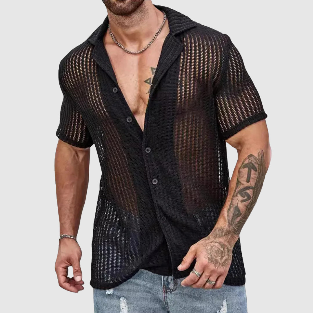 Victor | Chemise confortable à manches courtes en tricot creux - Image 2