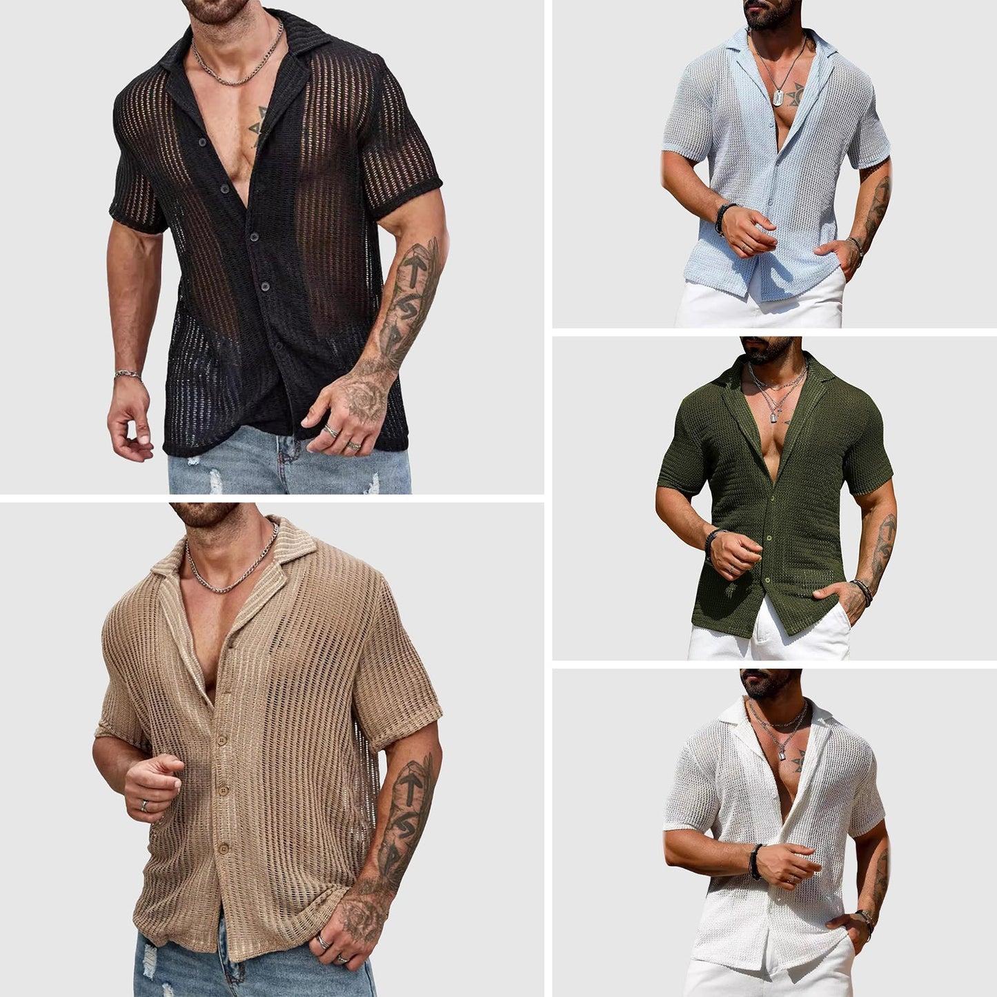 Victor | Chemise confortable à manches courtes en tricot creux - Image 6