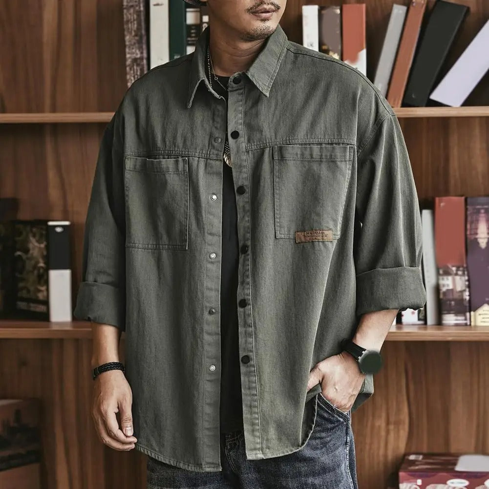 Alphonse | Chemise boutonnée vintage à l'aspect usagé - Image 3