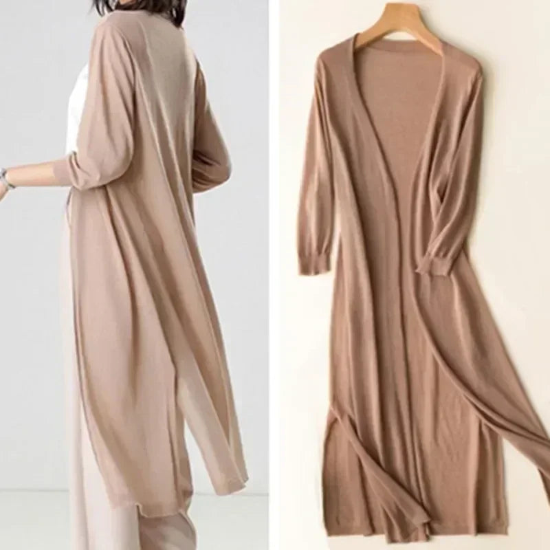 Kahina | Cardigan Long Duster à Manches Longues pour Femme - Image 1
