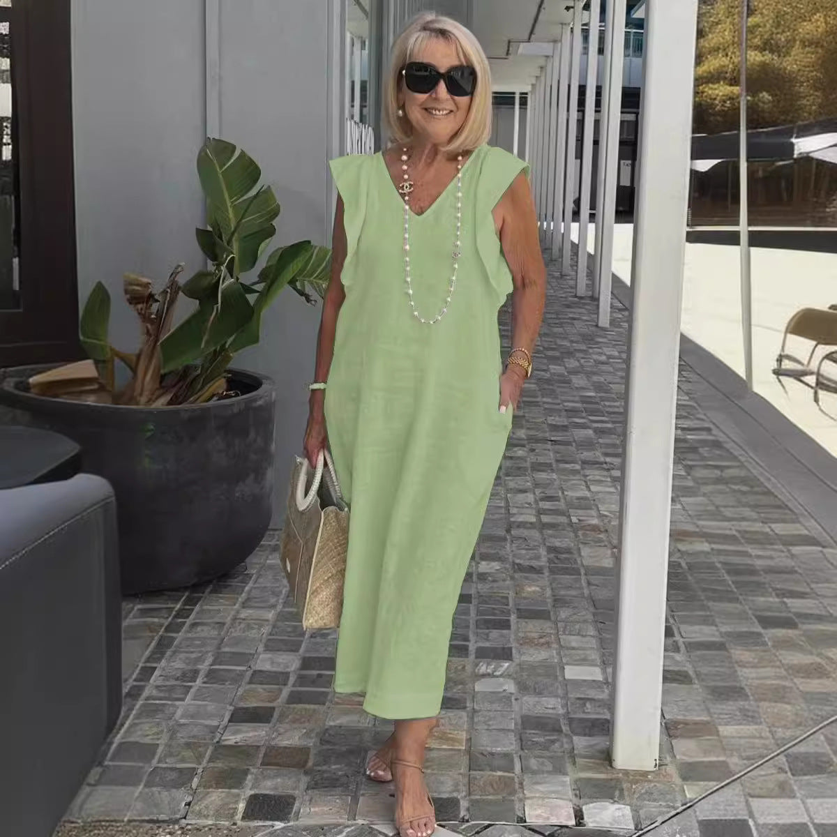 Faustine | Robe en lin sans manches élégante pour l'été - Image 5