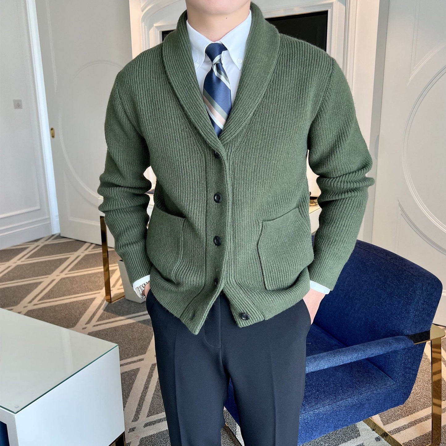 Franck | Veste Tricot Homme Col Châle - Image 4