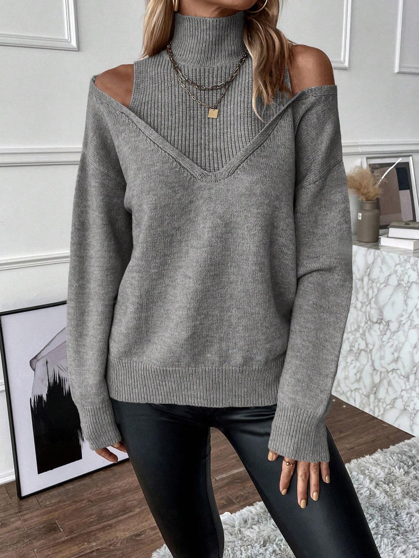 Mariem | Pull Femme Col Dénudée à Col Roulé - Image 5