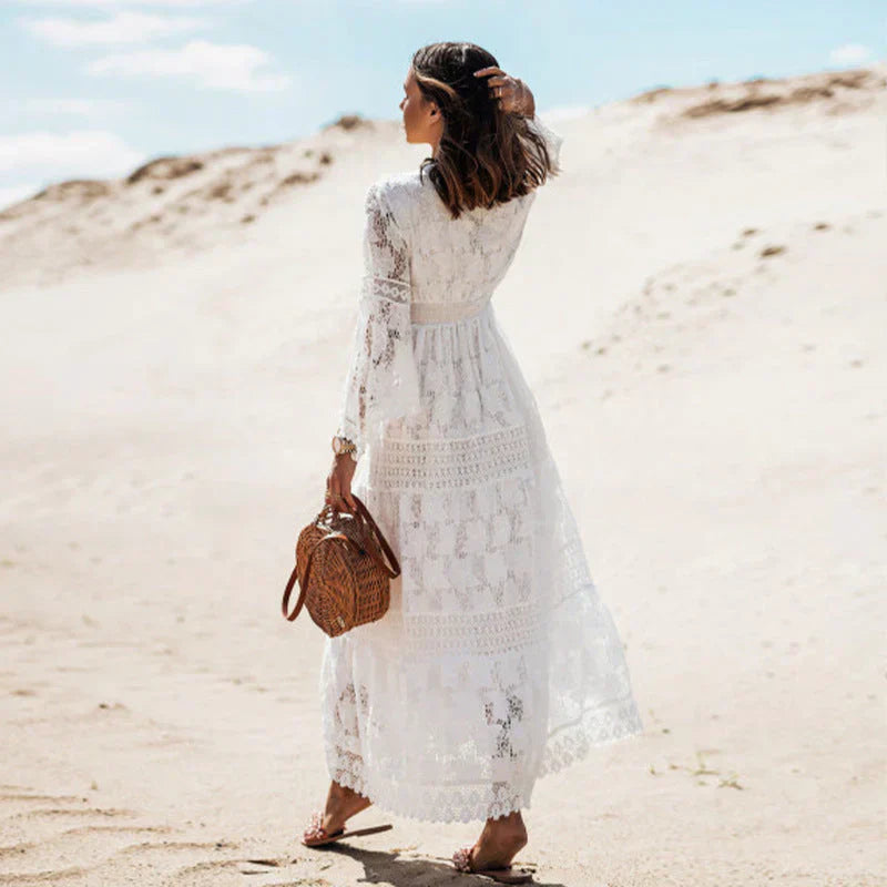 Judicaëlle | Robe longue fluide à manches longues de style bohème pour femmes - Image 2