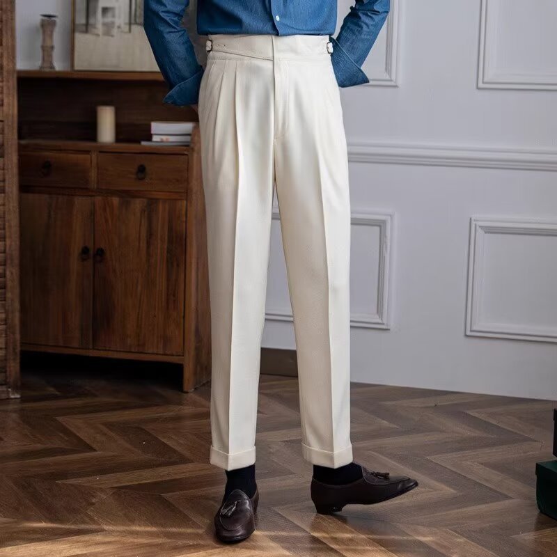 Yuri | Pantalon tailleur en laine mélangée pour hommes - Taille haute - Image 4