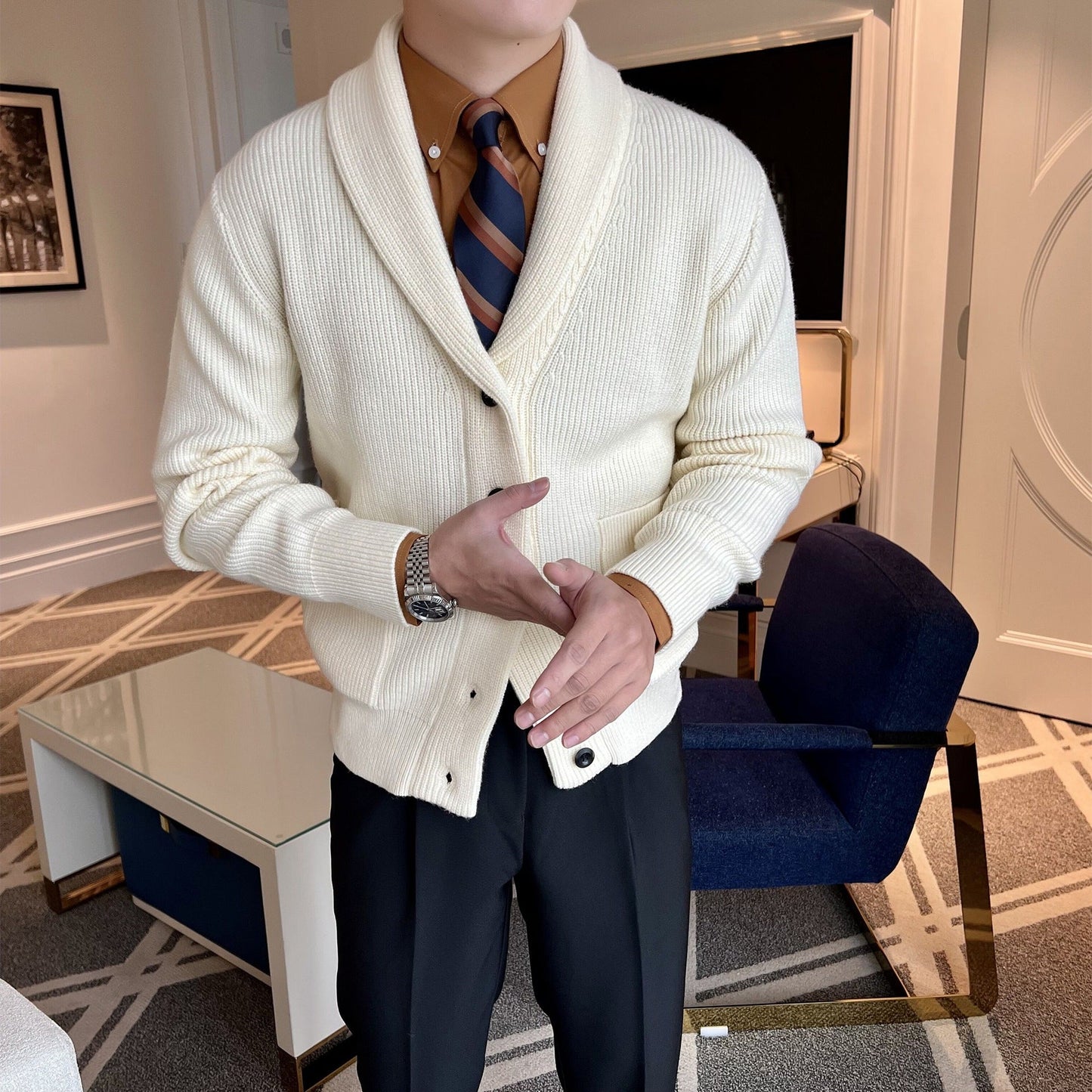 Franck | Veste Tricot Homme Col Châle - Image 1
