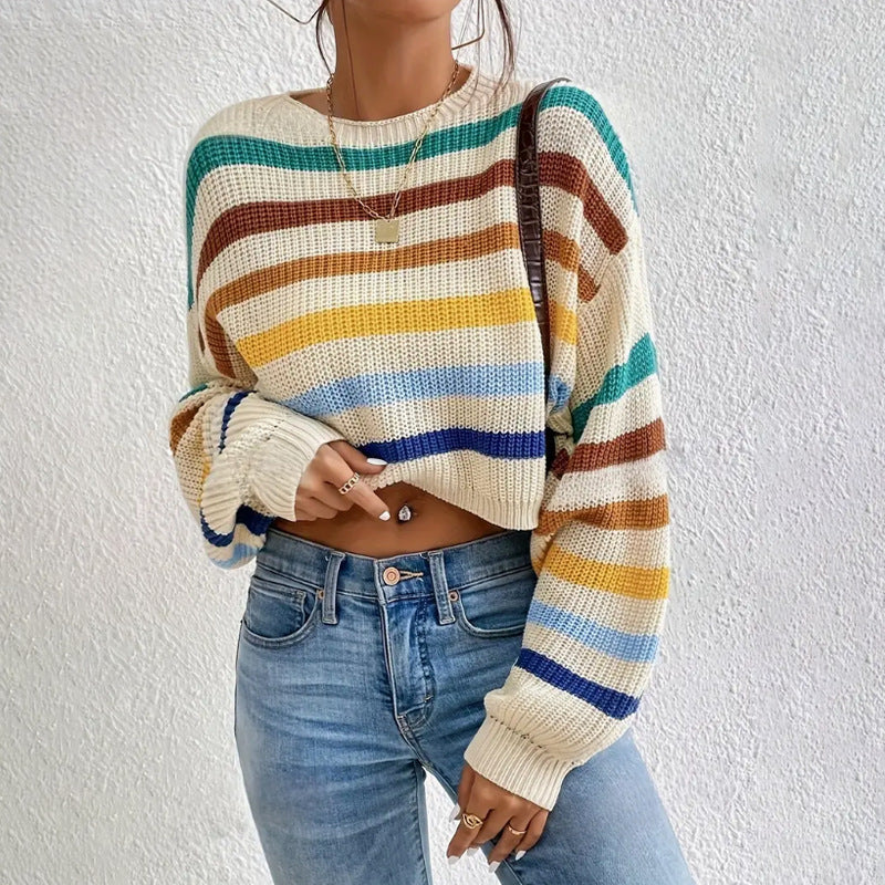 Audrey | Pull rayé court pour femme - Image 3