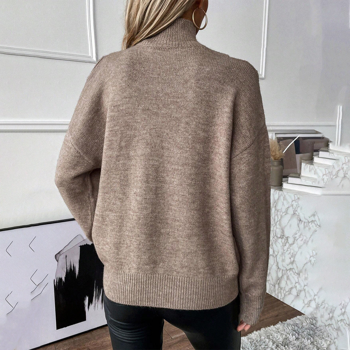 Mariem | Pull Femme Col Dénudée à Col Roulé - Image 3