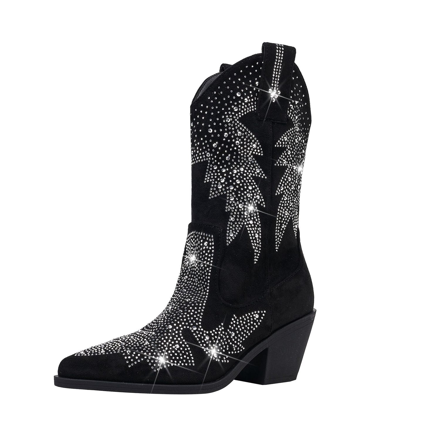 Hélèna | Bottes de Cowboy Mi-Mollet à Strass pour Femmes - Image 5