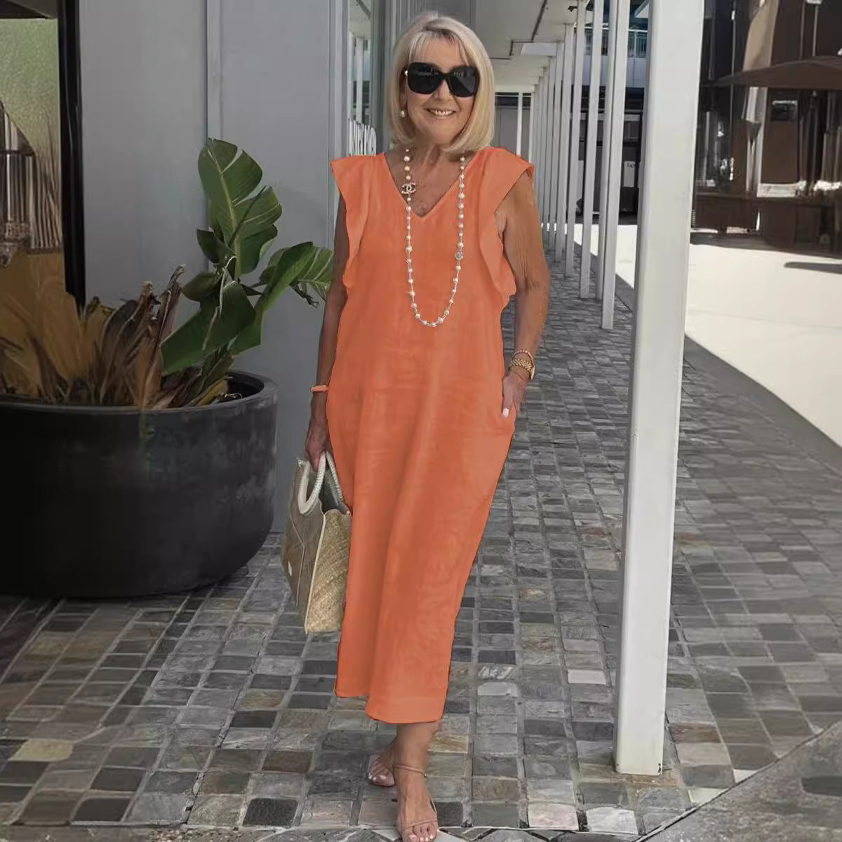 Faustine | Robe en lin sans manches élégante pour l'été - Image 4