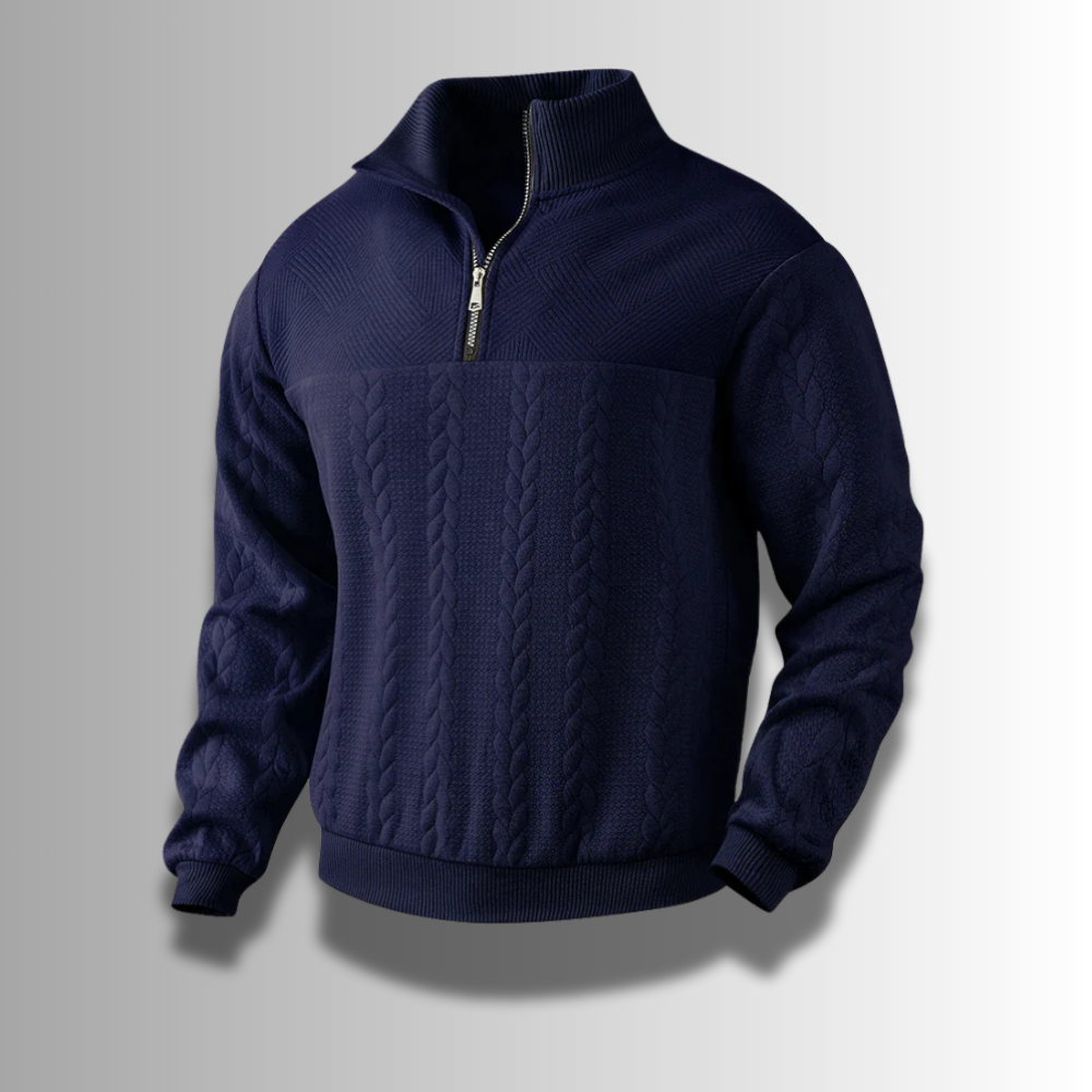 Fabrice | Pull Homme Maille Côtelée avec Fermeture Éclair 1/4 - Image 3