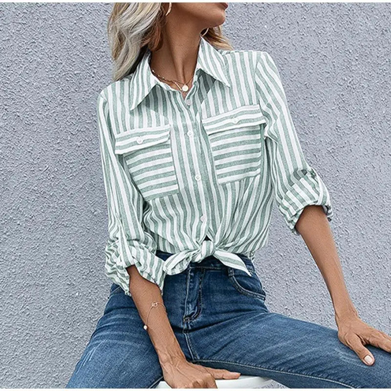 Claire | Chemisier oversize rayé stylé pour femmes - Image 9