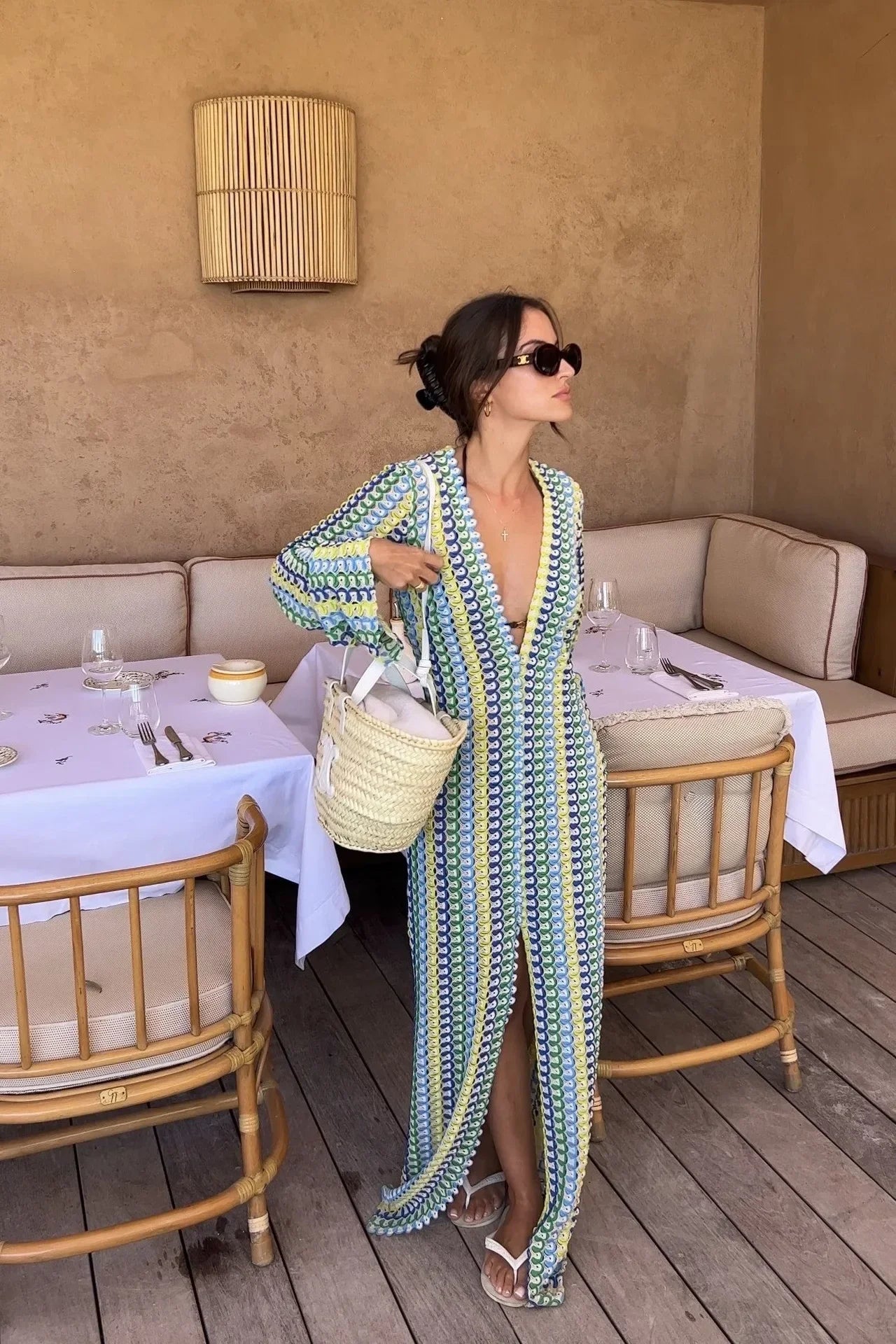 Catarina | Robe longue à rayures en crochet pour la plage et au-delà - Image 5