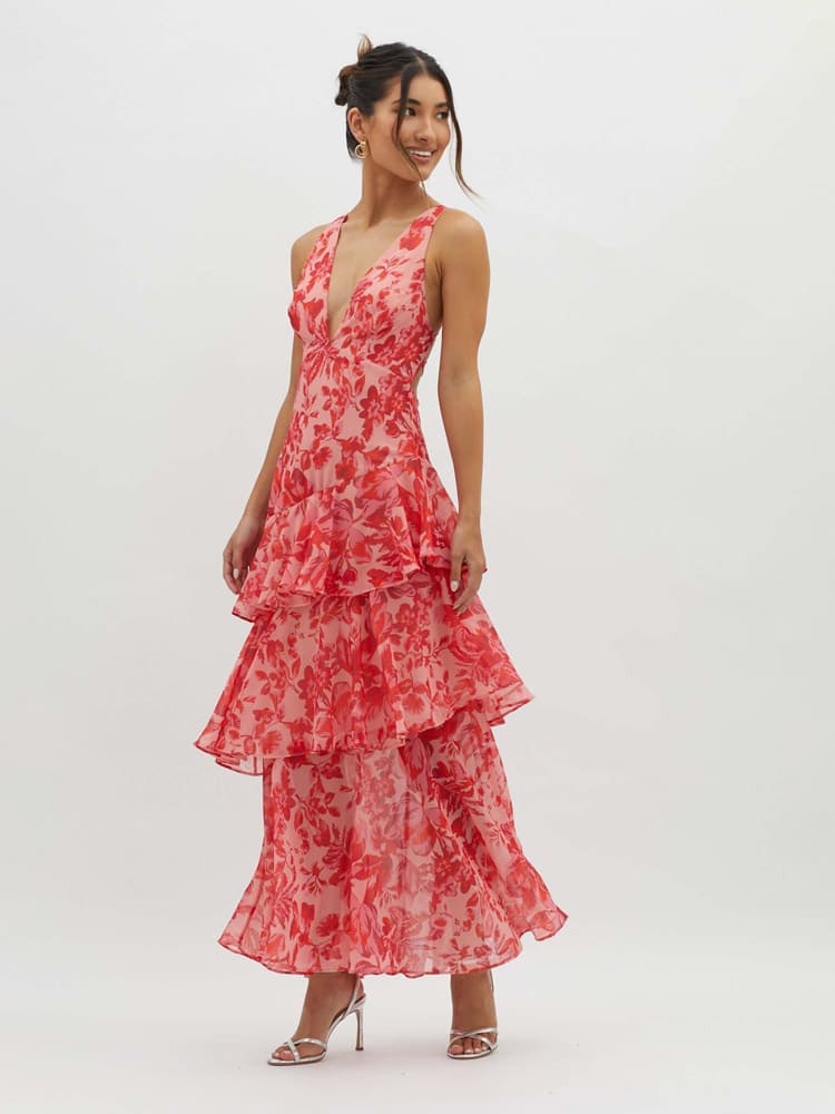 Monia | Robe longue à bretelles et volants dans le dos pour les événements printaniers - Image 4