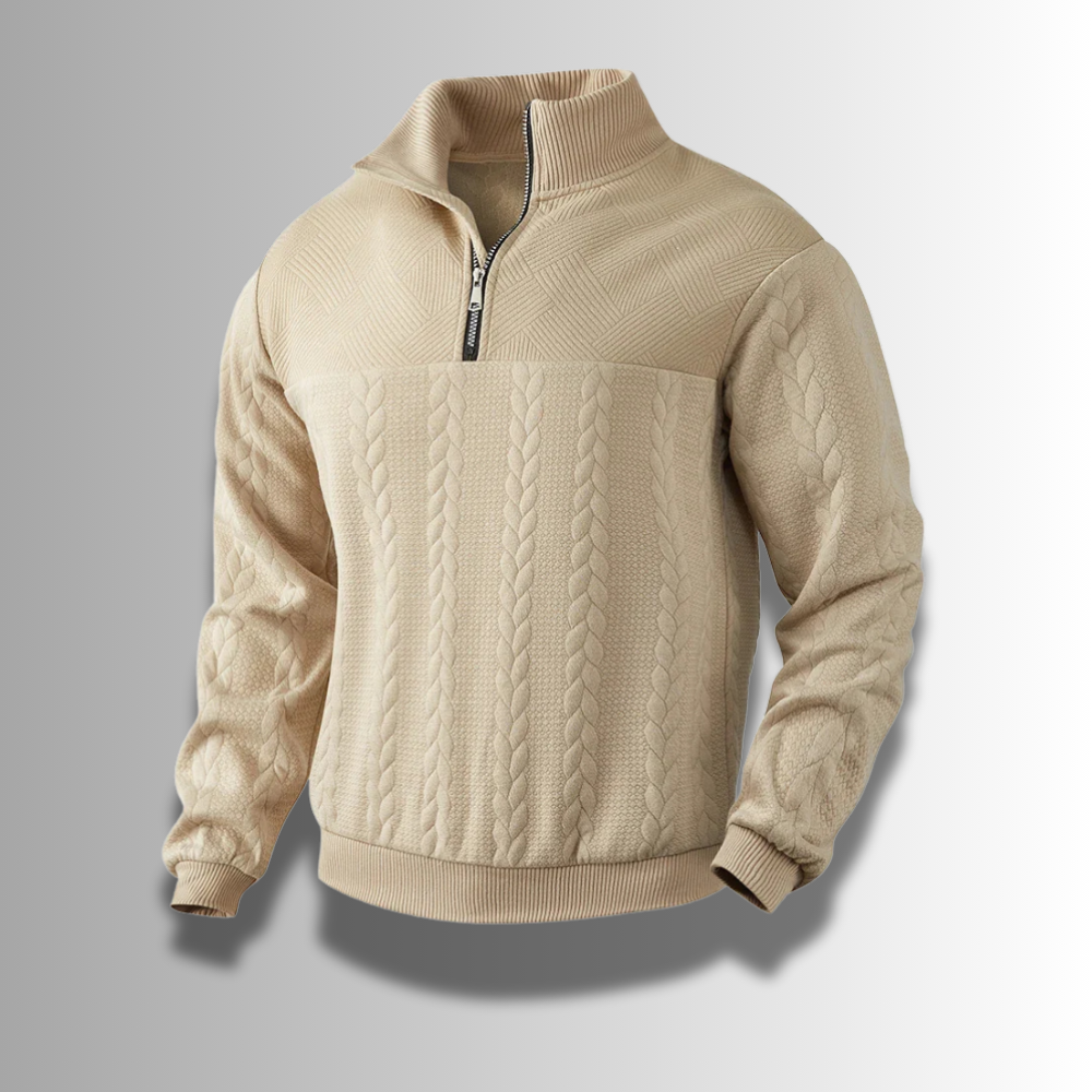 Fabrice | Pull Homme Maille Côtelée avec Fermeture Éclair 1/4 - Image 1
