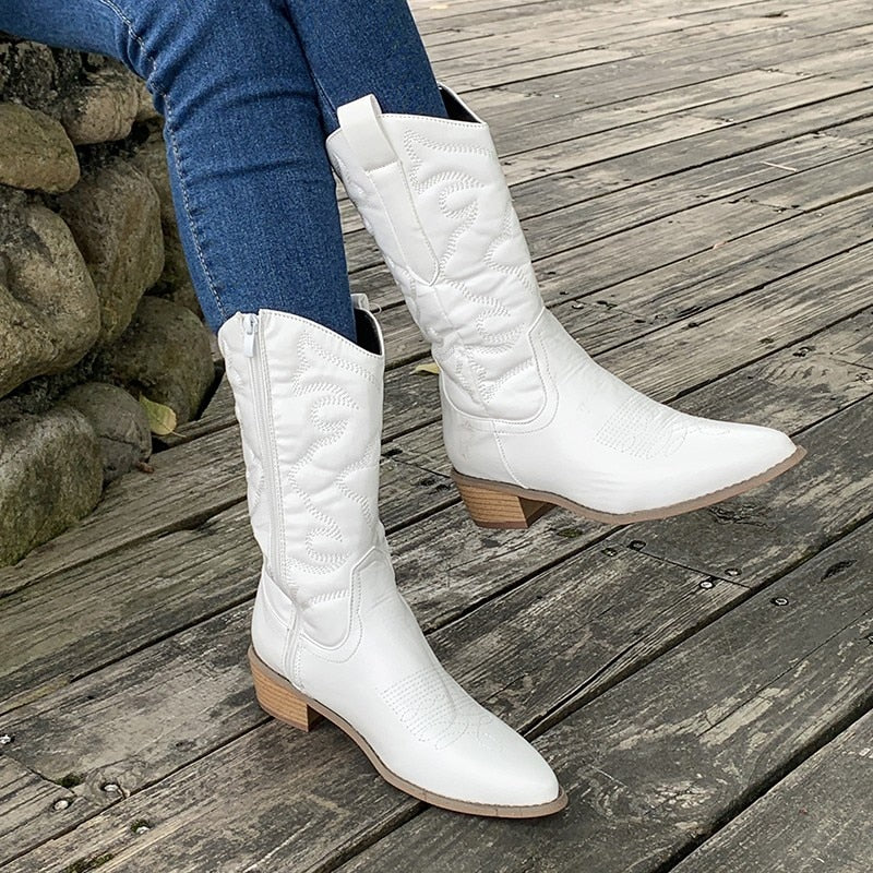 Léna | Bottes de cowboy mi-mollet à talon bloc pour femmes - Image 10