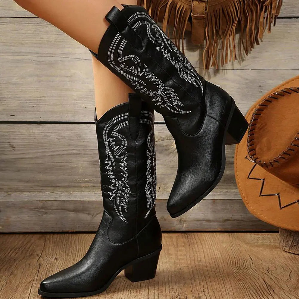 Angélique | Bottes de cowboy hautes à talons carrés pour femmes - Image 4