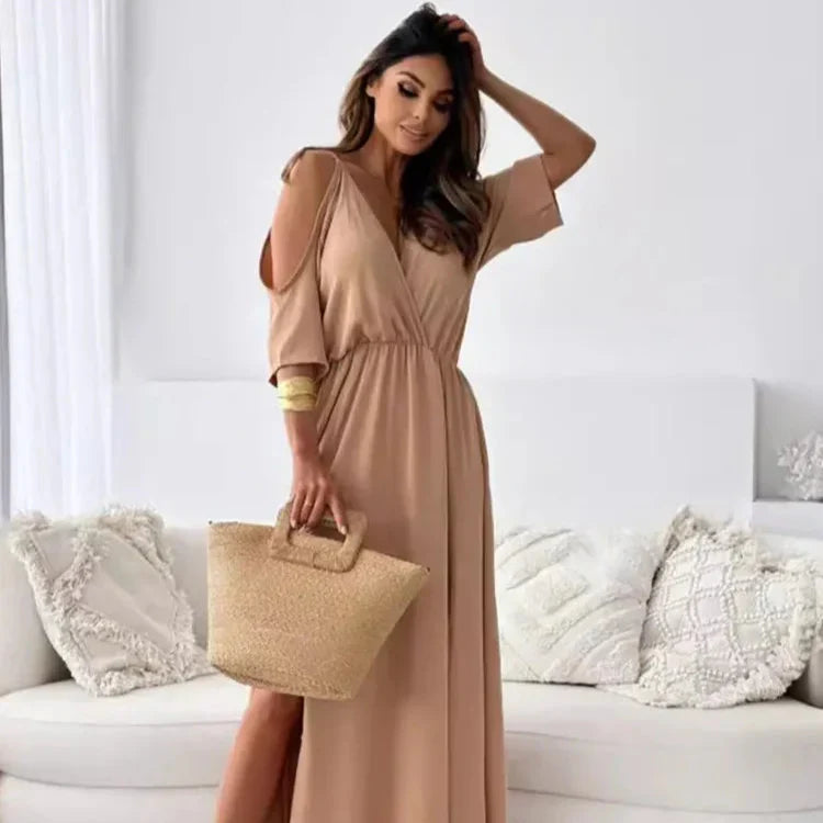 Ingrid | Robe longue élégante à épaules froides - Image 1
