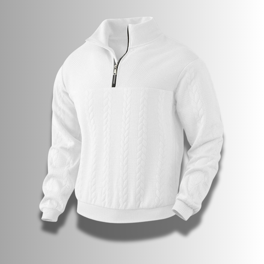Fabrice | Pull Homme Maille Côtelée avec Fermeture Éclair 1/4 - Image 5