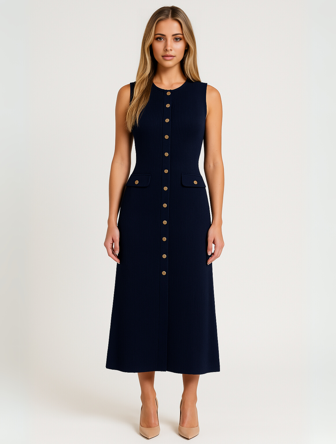 Élodie | Robe midi boutonnée élégante - Image 1