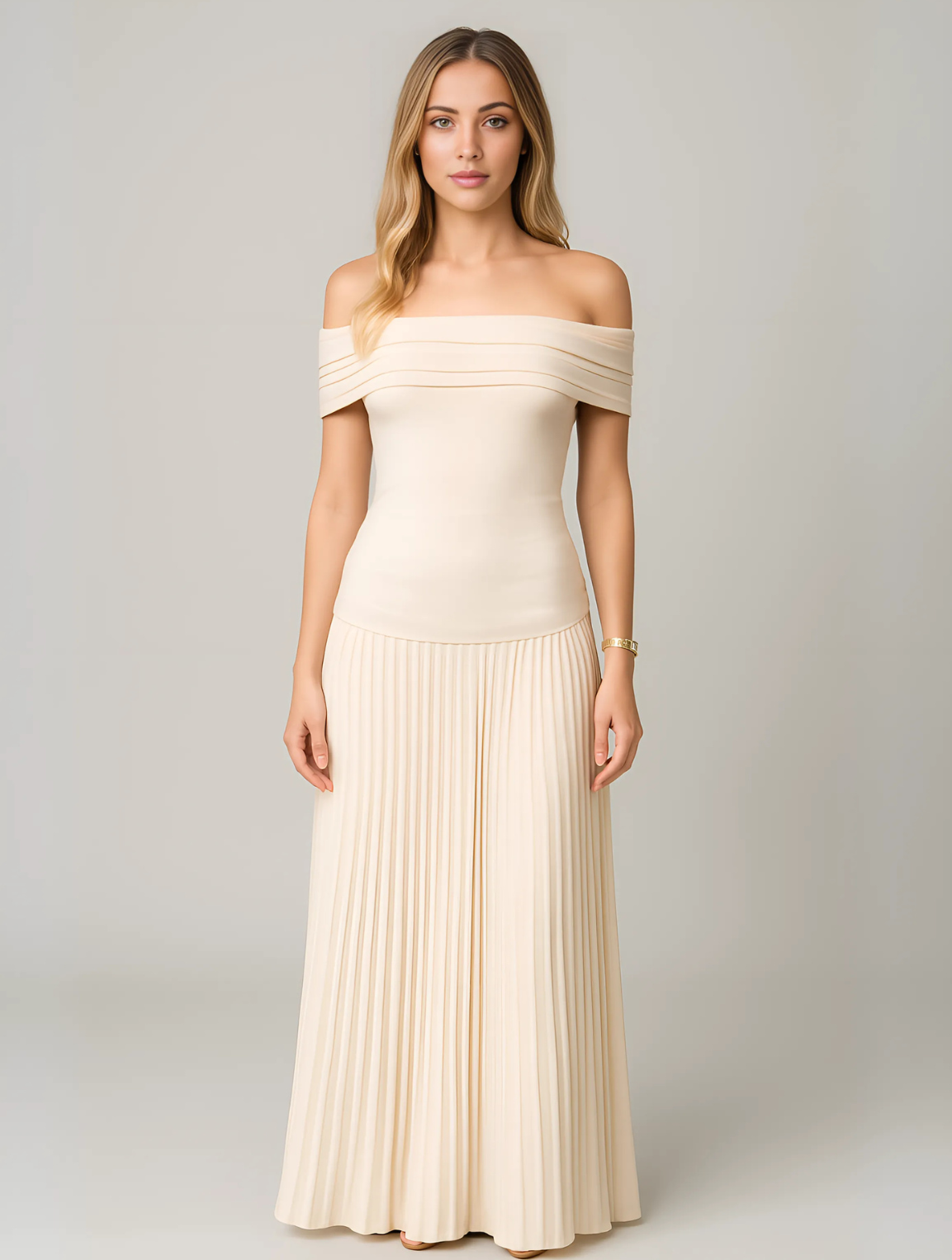 Ilona | Robe longue élégante à épaules découvertes - Image 1