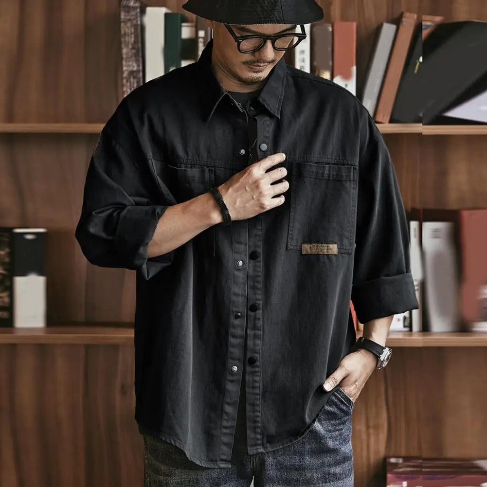 Alphonse | Chemise boutonnée vintage à l'aspect usagé - Image 4