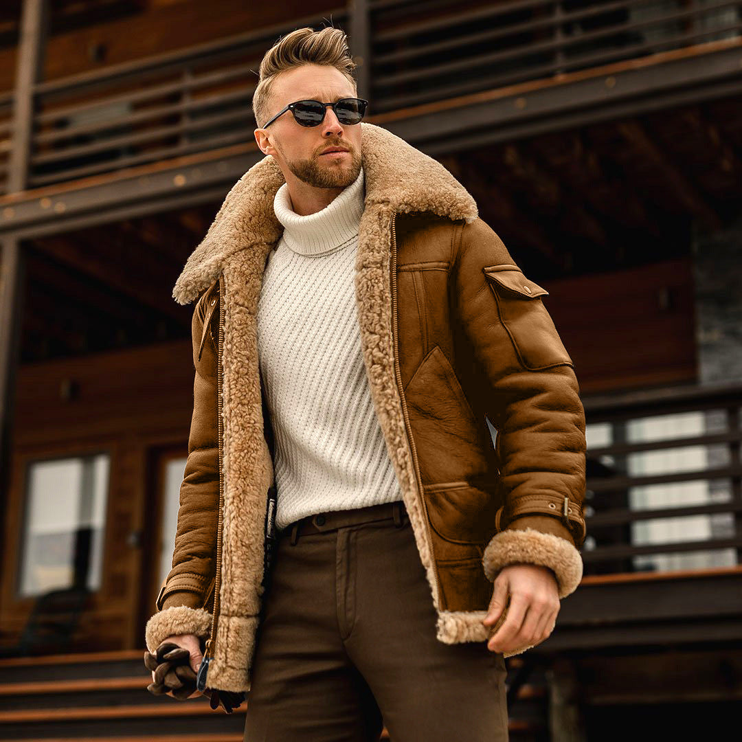 Calixte | Veste Aviateur Homme en Fausse Peau de Mouton Retournée - Image 3