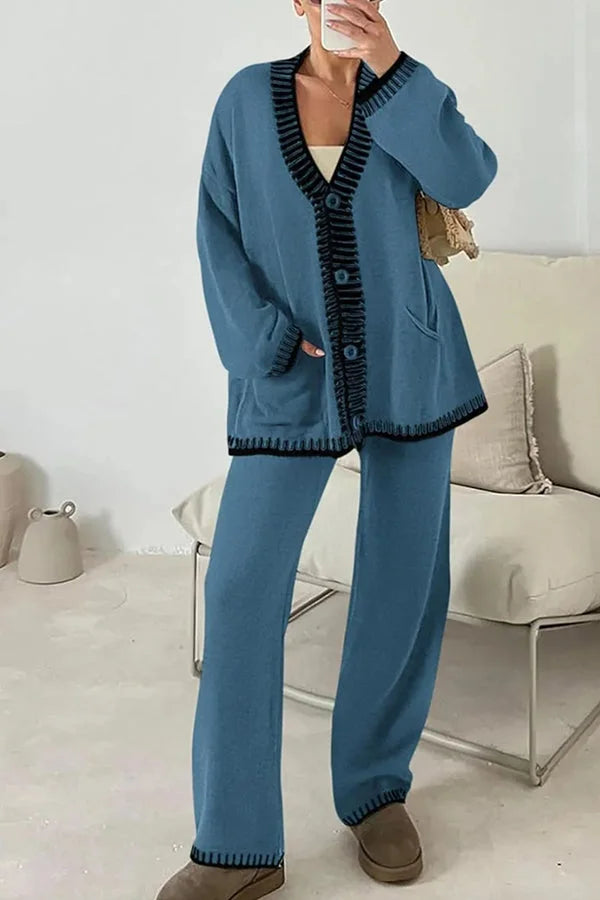 Gabriella | Ensemble Pantalon et Cardigan Col V Femme - Image 7