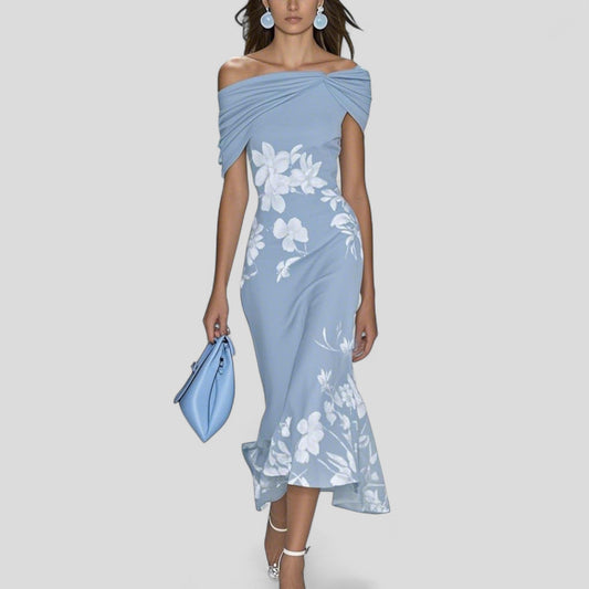 Image of Annelise | Dame Figursyet Off-Shoulder Midi Kjole