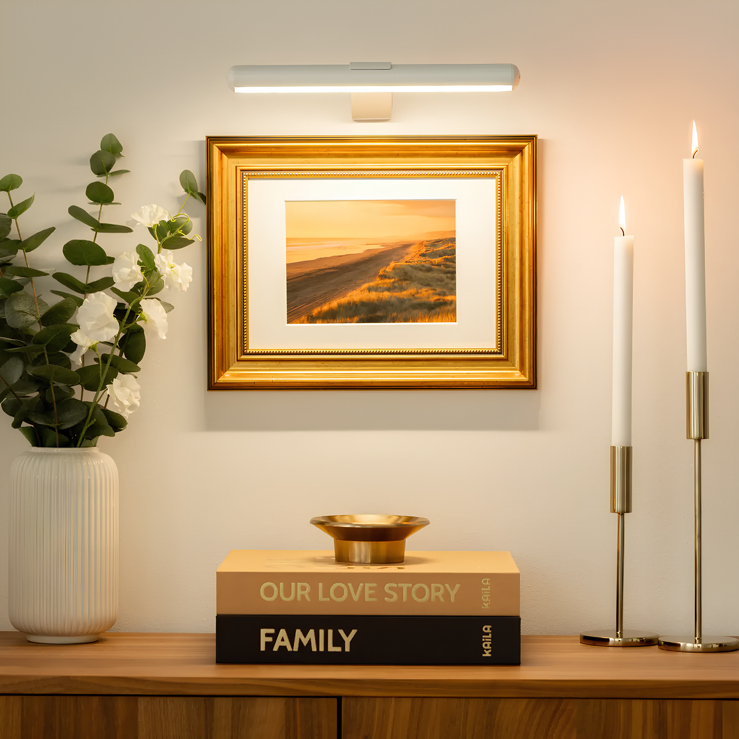 ArtGlow Trådløs LED Billedlampe – Genopladelig Væglampe med Fjernbetjening & Justerbar Dæmpning