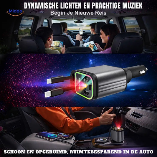 AutoCharge™ 120W | 4-i-1 Oplader, Super Hurtig, RGB Stjernehimmel!