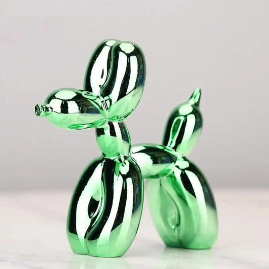 Blank ballonhund-skulptur i kunstharpiks – moderne dekoration til stuen