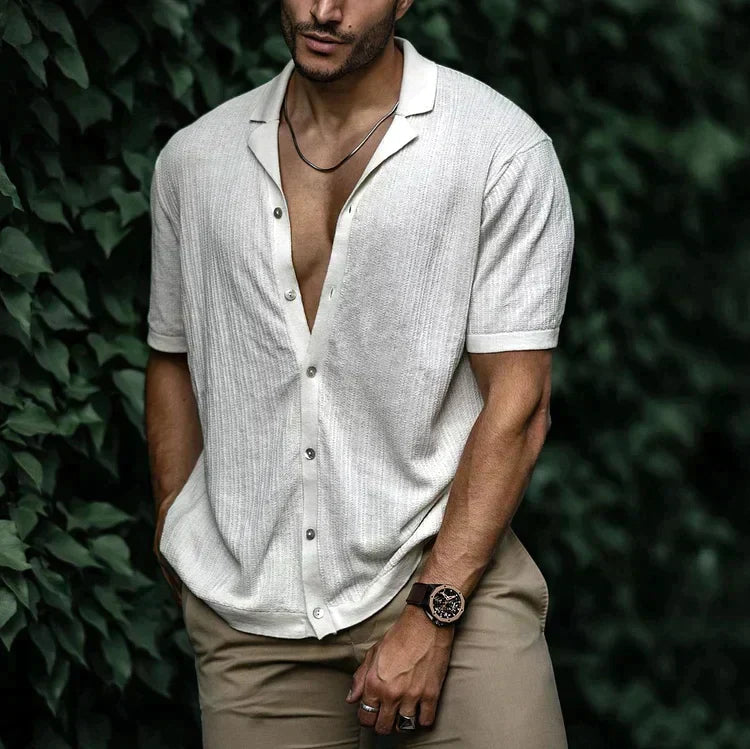 Lambert | Chemise d'été en lin pour hommes avec fermeture à boutons - Image 3