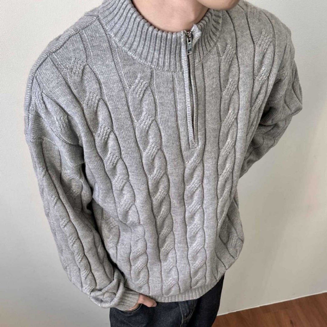Ziyad | Pull Homme Maille Côtelée à Col Zippé - Image 1