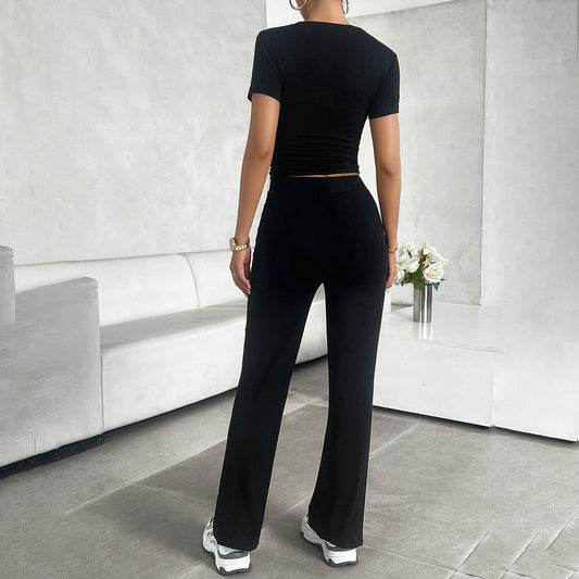 Image of Dagny | Dame Cropped Bukser med Brede Ben Sæt