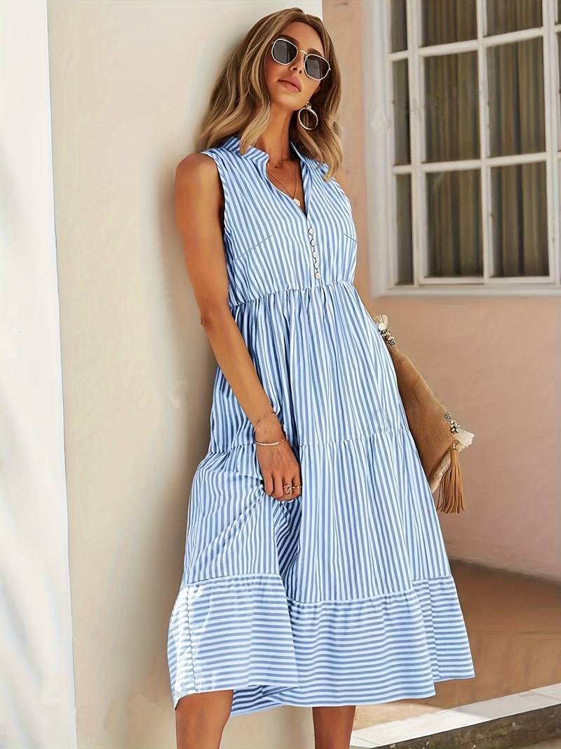 Capucine | Robe sans manches rayée élégante pour l'été - Image 2