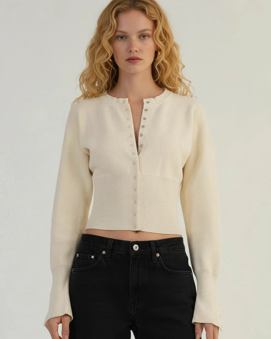 Nora | Langærmet Cropped Cardigan til Dame