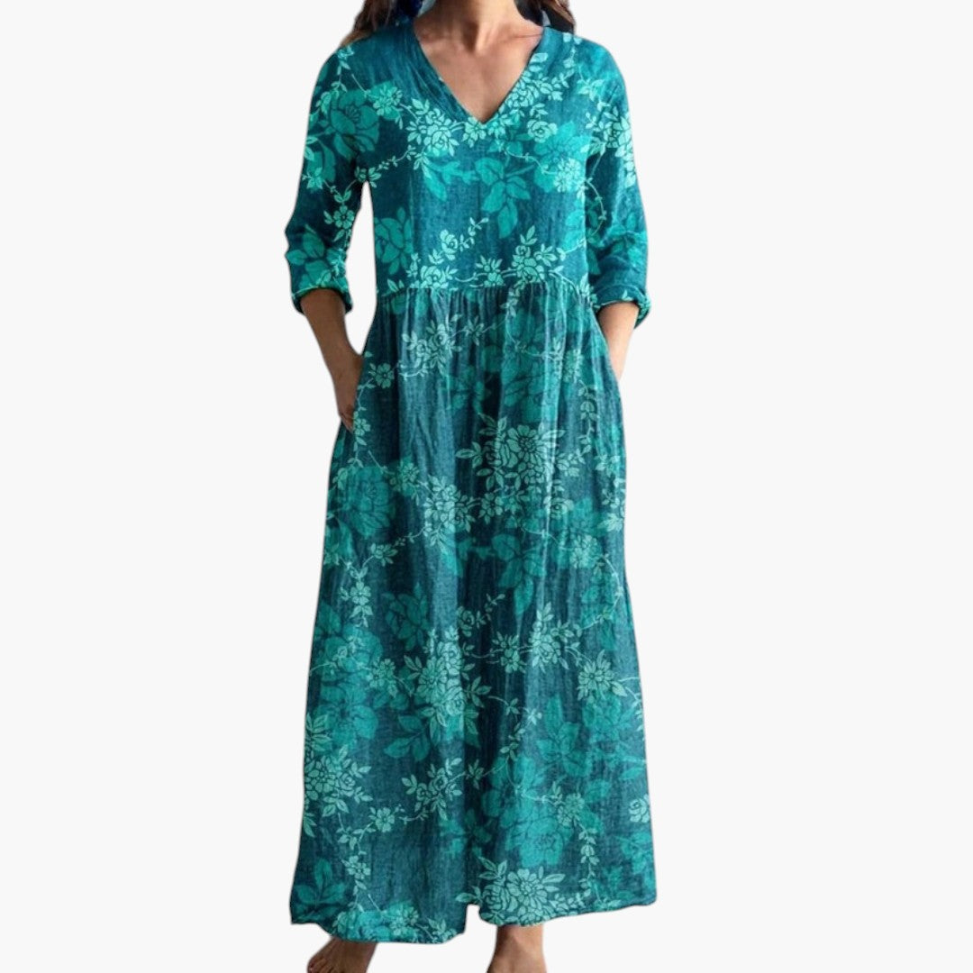 Dame V-Hals Boho Maxi Kjole
