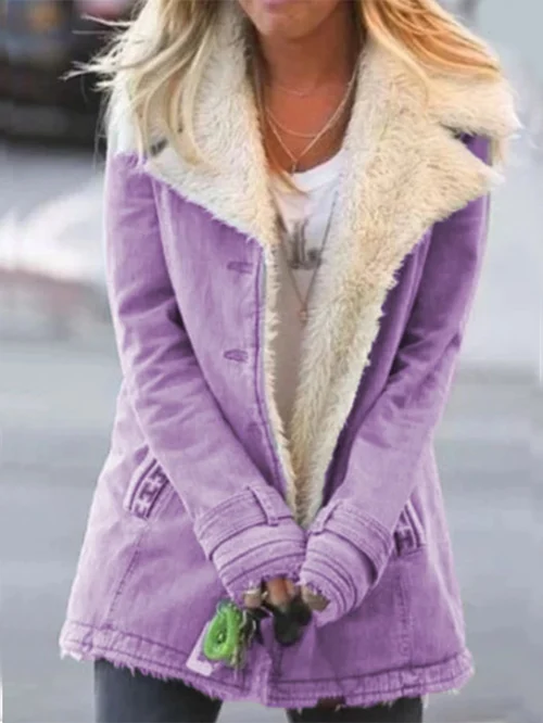 Marianne | Veste Femme Boutonnée à Col Sherpa - Image 7