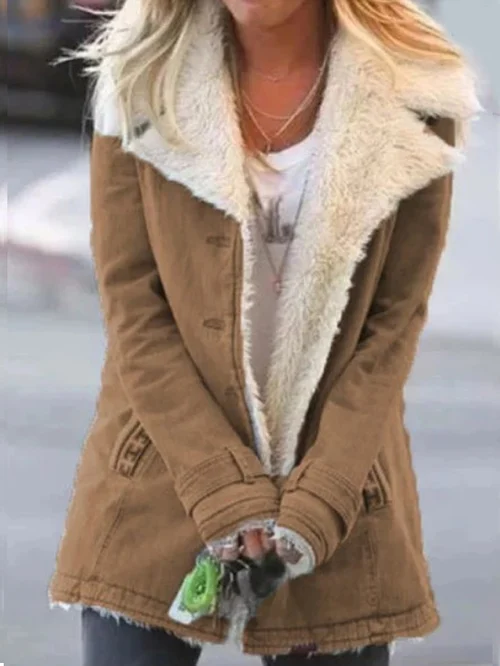 Marianne | Veste Femme Boutonnée à Col Sherpa - Image 4