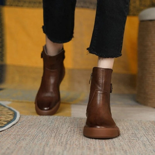 Simone | Bottines plates en cuir pour femmes - Image 2