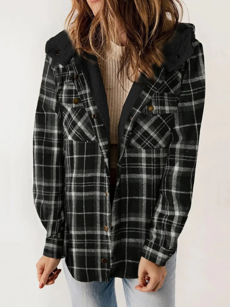 Athéna | Veste à Carreaux à Capuche pour Femme - Image 3