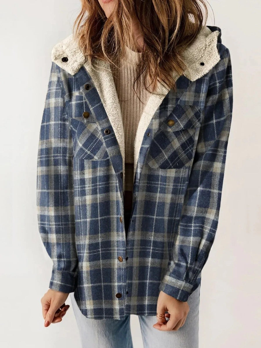 Athéna | Veste à Carreaux à Capuche pour Femme - Image 4