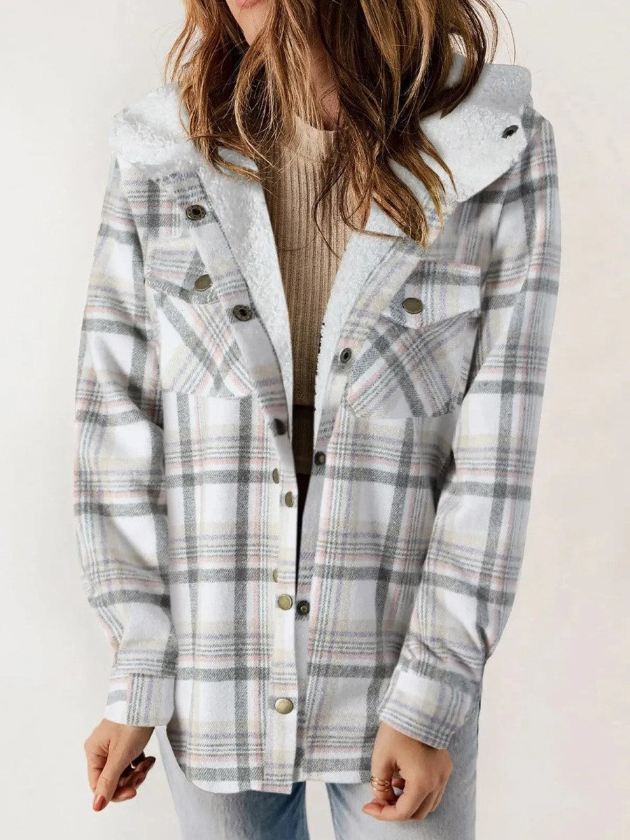 Athéna | Veste à Carreaux à Capuche pour Femme - Image 5