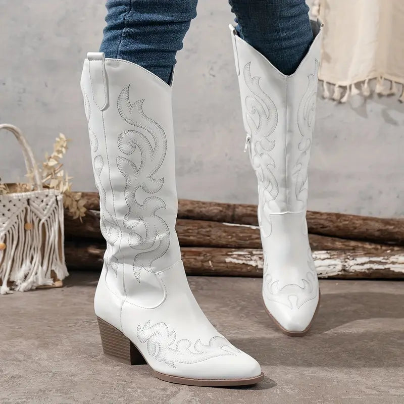 Élisa | Bottes de cowboy hautes brodées pour femmes - Image 2