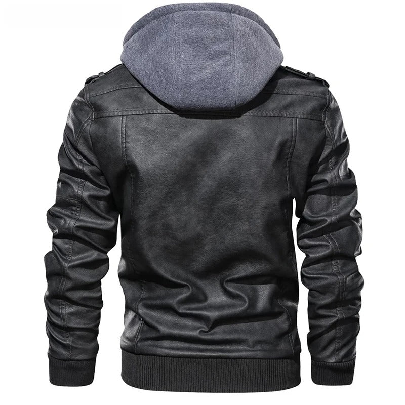 Elliot | Blouson aviateur en cuir à capuche pour homme - Image 4