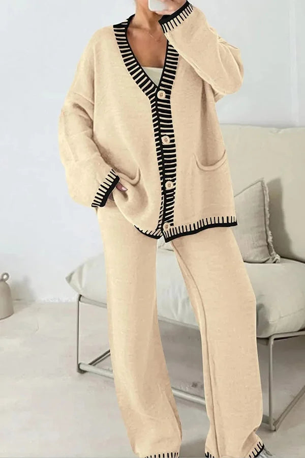 Gabriella | Ensemble Pantalon et Cardigan Col V Femme - Image 4