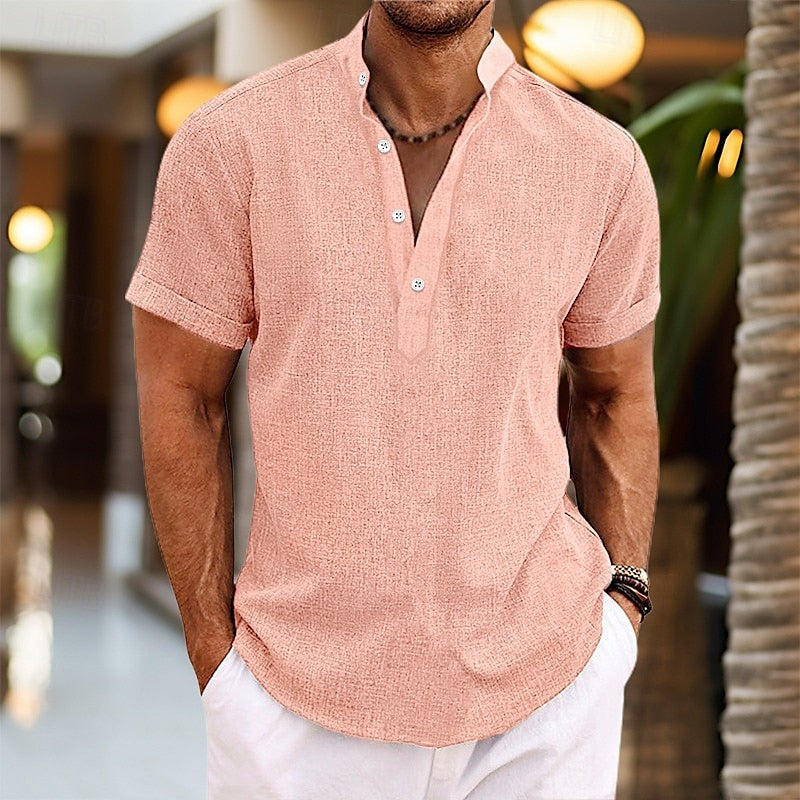 Charles | Chemise confortable à manches courtes en lin pour hommes - Image 1