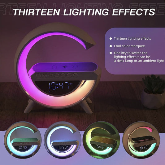 G-lys - Trådløs oplader med Bluetooth-højttaler og RGB-lampe